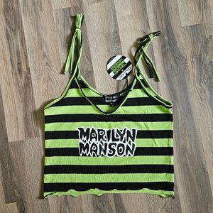 MARILYN MANSON UNRELEASED DOLLS KILL COLLAB GREEN BLACK STRIPE TANK SZ M MED
